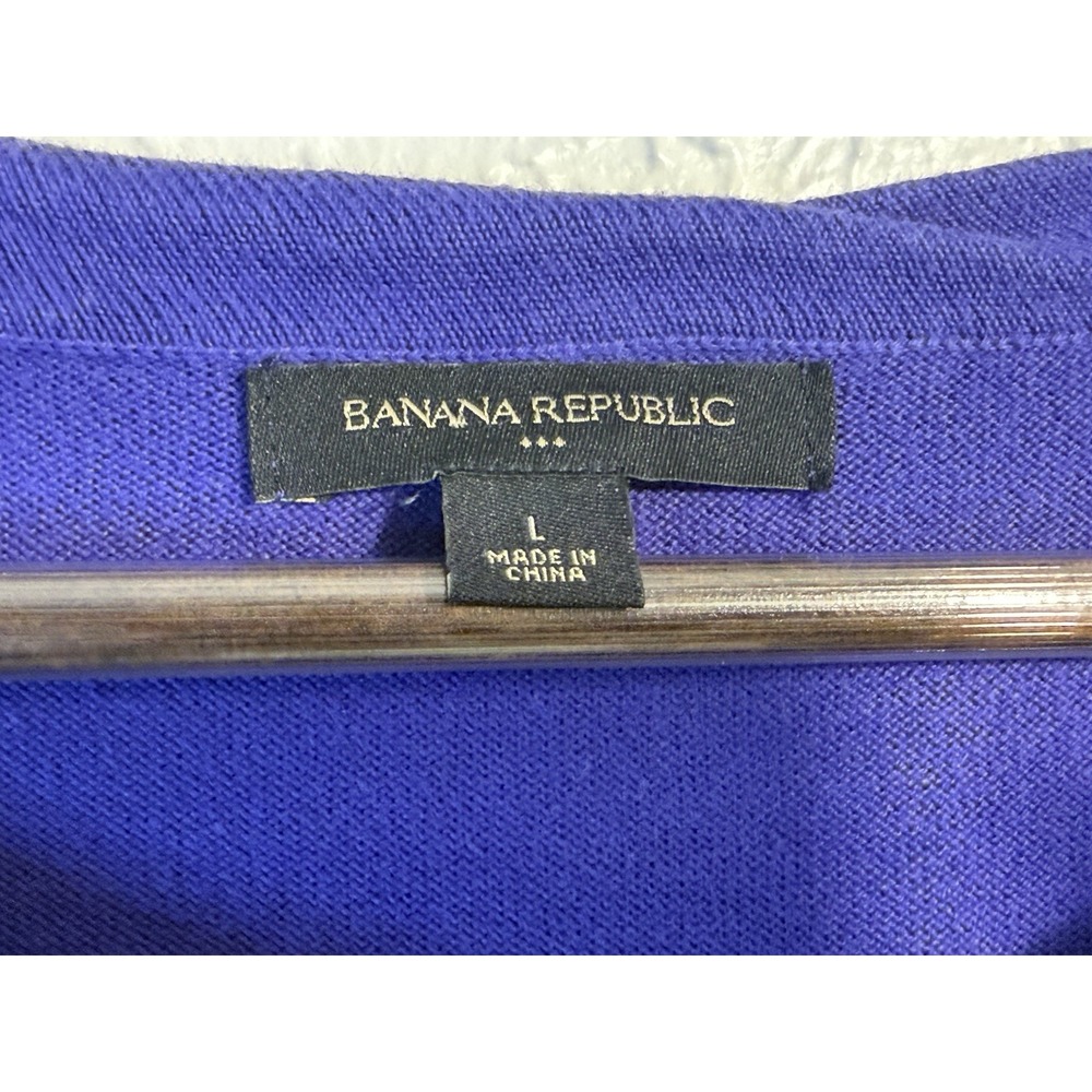 Banana Republic Women's L Purple Blue Button Front Cardigan Knit Pocket Sweater - Picture 5 of 8